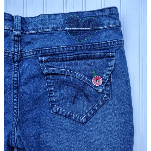 No Boundaries Pants - No Boundaries Blue Denim Bermuda Shorts Heart Cherry Y2K Embroidered Juniors 11